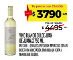 Supermercados DIA Juan vino blanco dulce oferta
