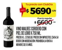 Supermercados DIA Vino malbec cordero con piel de lobo oferta