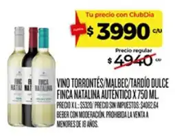 Supermercados DIA Finca natalina vino torrontés/malbec/tardío dulce oferta