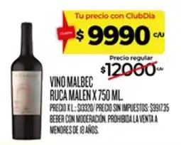 Supermercados DIA Ruca malen vino malbec oferta