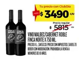 Supermercados DIA Finca Norte vino malbec/cabernet roble oferta