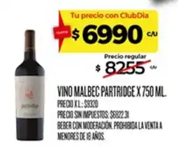 Supermercados DIA Partridge vino malbec oferta