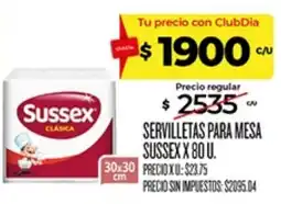 Supermercados DIA Sussex servilletas para mesa oferta