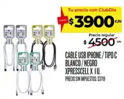 Supermercados DIA Xpresscell cable usb iphone / tipo c blanco / negro oferta