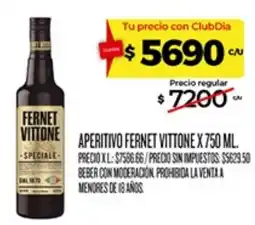 Supermercados DIA Fernet vittone aperitivo oferta
