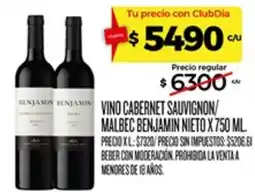 Supermercados DIA Benjamin vino cabernet sauvignon/ malbec oferta