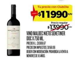 Supermercados DIA Nierto Senetiner vino malbec oferta