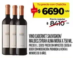 Supermercados DIA Alma mora vino cabernet sauvignon malbec syrah oferta