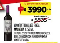 Supermercados DIA Finca magnolia vino tinto malbec oferta