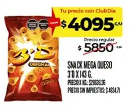 Supermercados DIA 3d snack mega queso oferta
