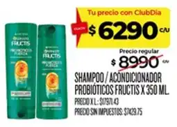 Supermercados DIA Fructis shampoo acondicionador probióticos oferta