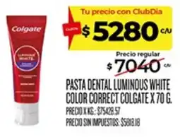 Supermercados DIA Colgate pasta dental luminous white color correct oferta