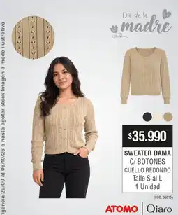 Atomo Conviene Atomo sweater dama c/ botones cuello redondo oferta