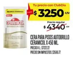 Supermercados DIA Ceramicol cera para pisos autobrillo oferta
