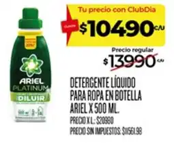 Supermercados DIA Ariel detergente líquido para ropa en botella oferta