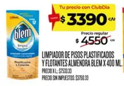 Supermercados DIA Blem limpiador de pisos plastificados y flotantes almendra oferta