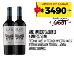 Supermercados DIA Nampe vino malbec/cabernet oferta
