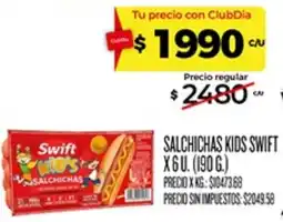 Supermercados DIA Swift salchichas kids oferta