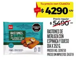 Supermercados DIA Dio bastones de merluza con espinaca y queso oferta
