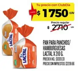 Supermercados DIA Lactal pan para panchos/hamburguesas oferta