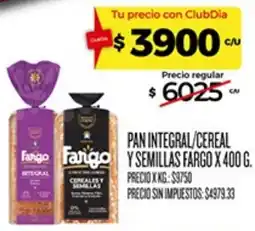 Supermercados DIA Fargo pan integral/cereal y semillas oferta
