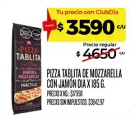 Supermercados DIA Pizza tablita de mozzarella con jamón dia oferta
