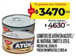 Supermercados DIA Swift lomitos de atún en aceite / al natural oferta