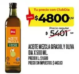 Supermercados DIA Dia aceite mezcla girasol y oliva oferta