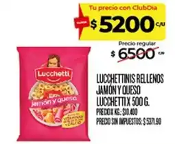 Supermercados DIA Lucchetti lucchettinis rellenos jamón y queso oferta