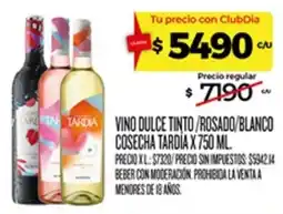 Supermercados DIA Tardia vino dulce tinto/rosado/blanco oferta