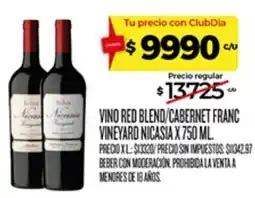 Supermercados DIA Nicasia vino red blend/cabernet franc oferta