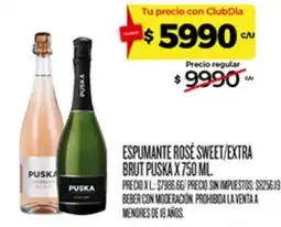 Supermercados DIA Puska espumante rosé sweet/extra brut oferta