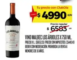 Supermercados DIA Los árboles vino malbec oferta
