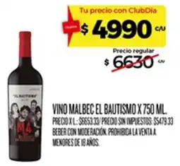Supermercados DIA El bautismo vino malbec oferta