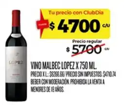 Supermercados DIA Lopez vino malbec oferta