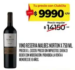 Supermercados DIA Norton vino reserva malbec oferta