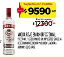 Supermercados DIA Smirnoff vodka rojo oferta