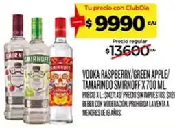 Supermercados DIA Smirnoff vodka raspberry/green apple/tamarindo oferta