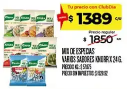 Supermercados DIA Knorr mix de especias varios sabores oferta