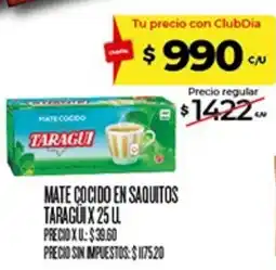 Supermercados DIA Taragui mate cocido en saquitos oferta