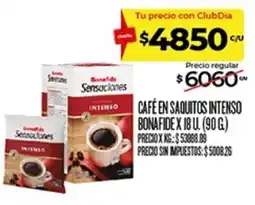 Supermercados DIA Bonafide café en saquitos intenso oferta