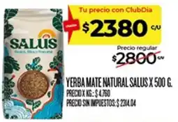 Supermercados DIA Salus yerba mate natural oferta