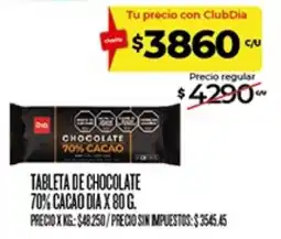 Supermercados DIA Dia tableta de chocolate 70% cacao oferta
