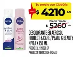 Supermercados DIA Nivea desodorante en aerosol protect & care / pearl & beauty oferta