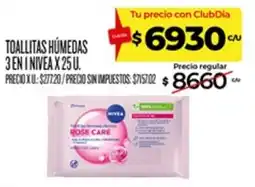 Supermercados DIA Nivea toallitas húmedas rose care oferta