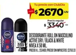 Supermercados DIA Nivea men desodorante roll on masculino active dry / black & white oferta