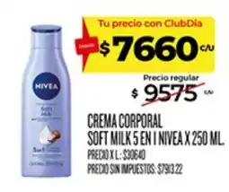 Supermercados DIA Nivea crema corporal soft milk 5 en 1 oferta