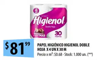 Punto Mayorista Higienol Doble Hoja Papel Higiénico x 4un x 30m oferta