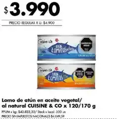 Disco Cuisine & Co lomo de atún en aceite vegetal al natural oferta