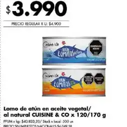 Disco Cuisine & Co lomo de atún en aceite vegetal/al natural oferta